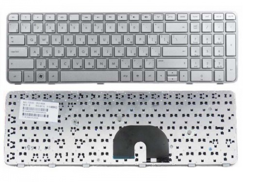 Клавиатура для HP Pavilion DV6-6000, DV6-6100 серебряная, с рамкой